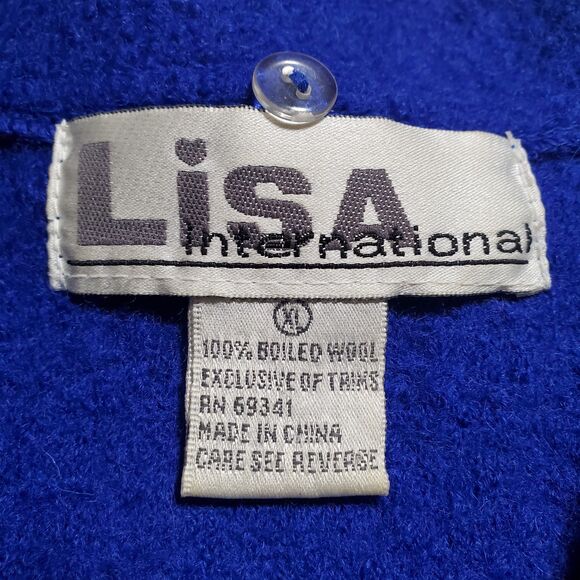 Lisa International Vest Size XL Giraffe Appliqué Safari Full Zip Wool Womens - Picture 9 of 10